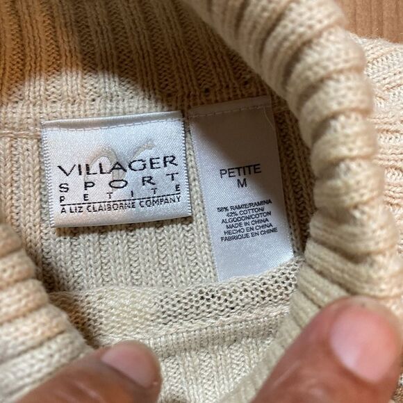 Vintage Liz Claiborne Crochet Ribbed Turtleneck Sweater - Picture 3 of 8